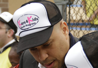 Cory Booker in Kars4Kids Cap